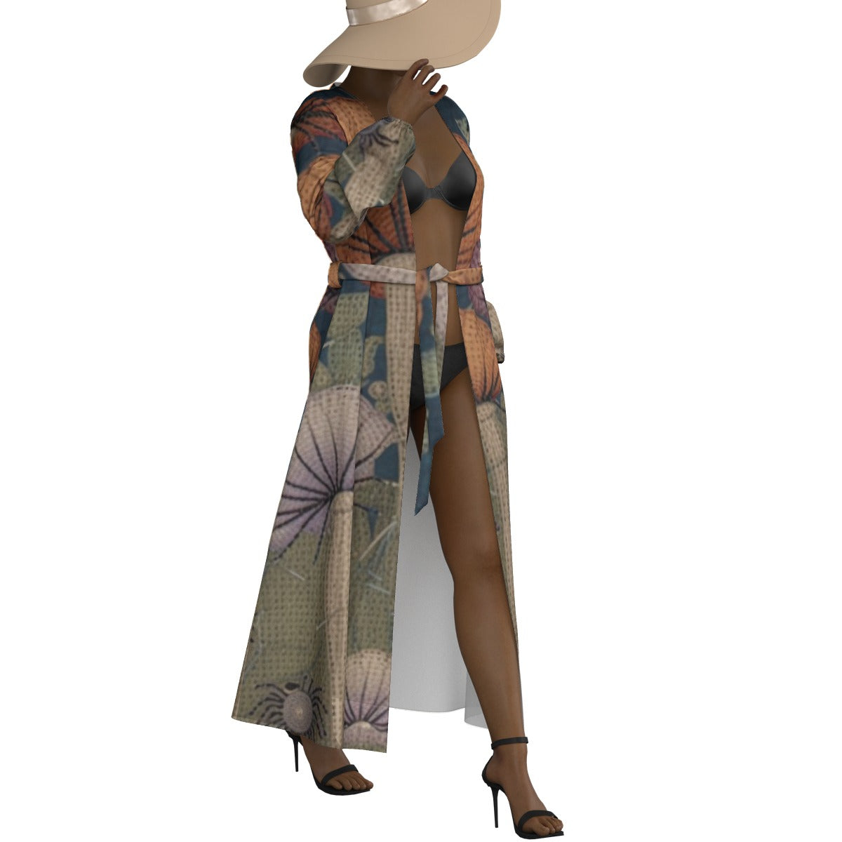 All-Over Print Women's Lace-up Chiffon Robe