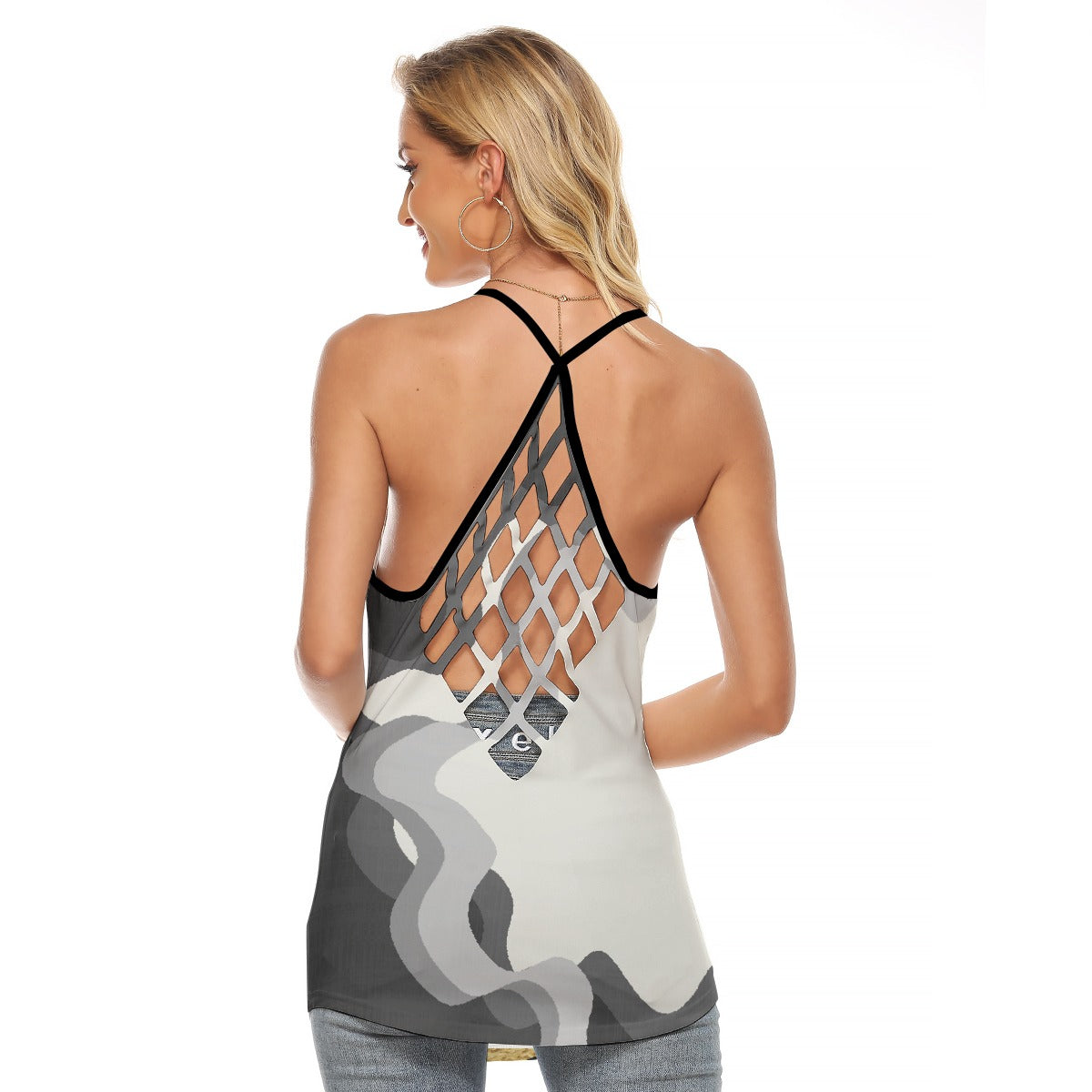 All-Over Print Women's Criss-Cross Open Back Tank Top