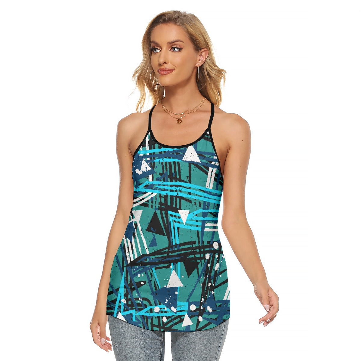 All-Over Print Women's Criss-Cross Open Back Tank Top