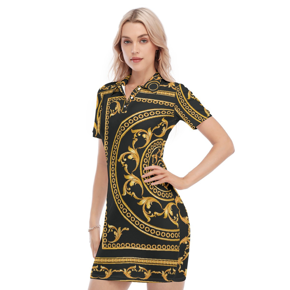 All-Over Print Women's Polo Collar Dress