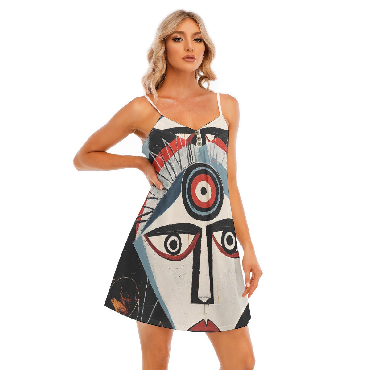 All-Over Print Women's V-neck Cami Dress