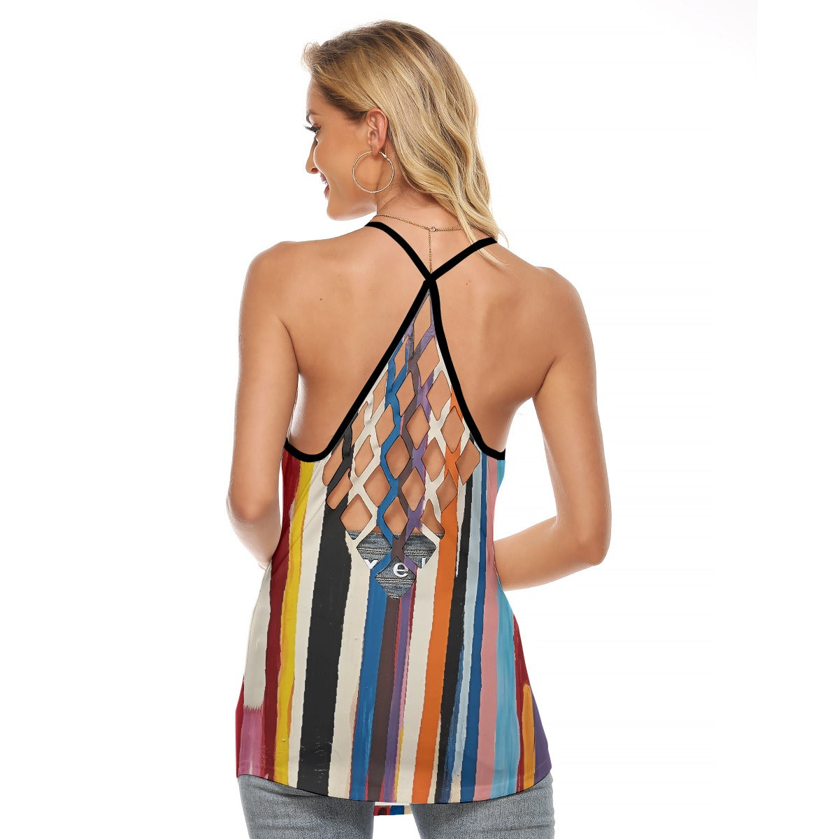 All-Over Print Women's Criss-Cross Open Back Tank Top