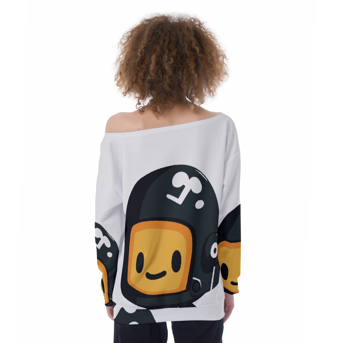 All-Over Print Oversized Women's Off-Shoulder Sweatshirt