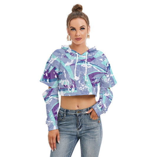 All-Over Print Women's Heavy Fleece Hoodie With Hollow Out Sleeve