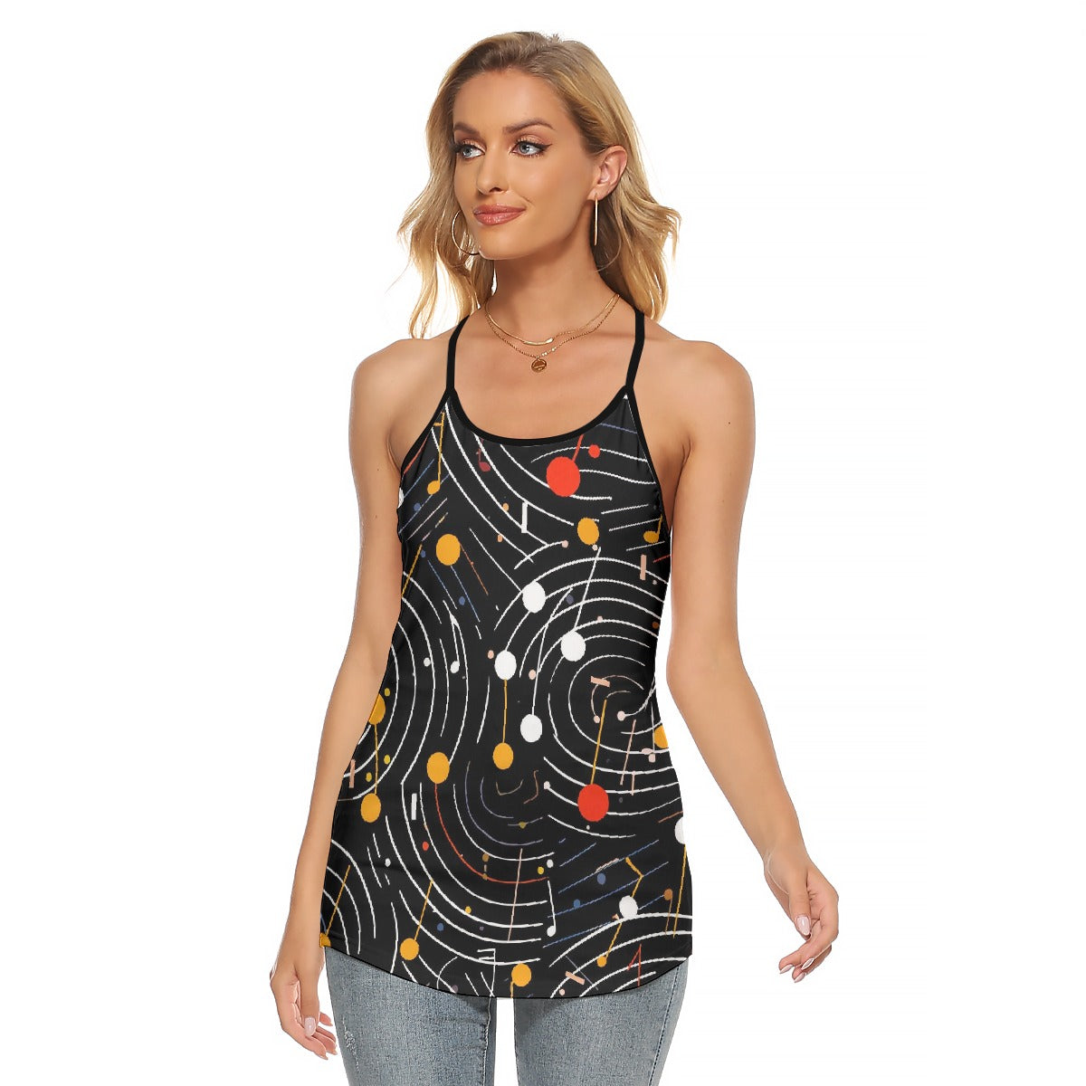 All-Over Print Women's Criss-Cross Open Back Tank Top