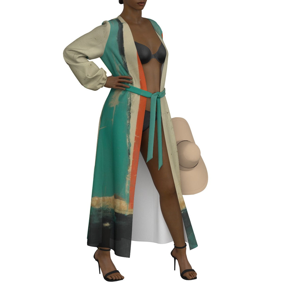 All-Over Print Women's Lace-up Chiffon Robe