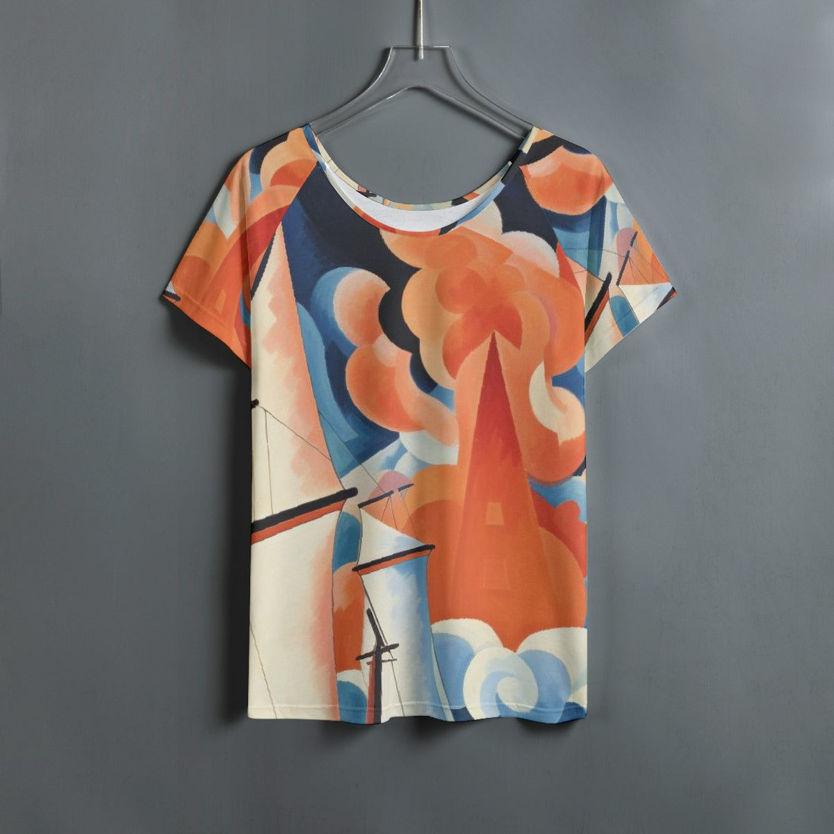 All-Over Print Women's Round Neck T-shirt With Raglan Sleeve