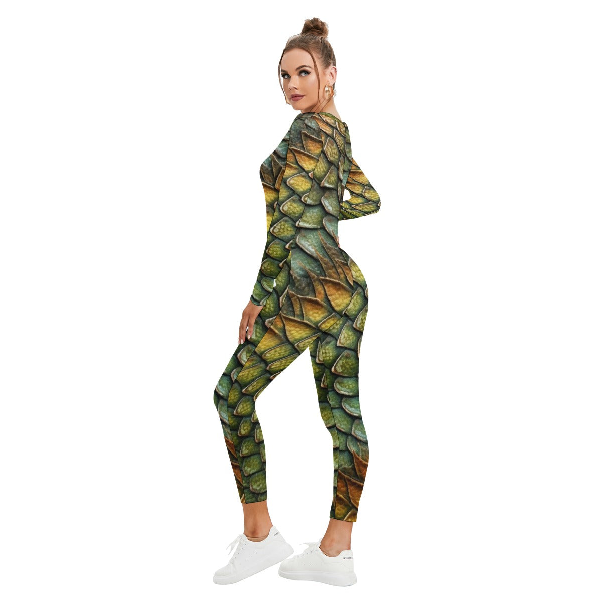 All-Over Print Women's Plunging Neck Jumpsuit