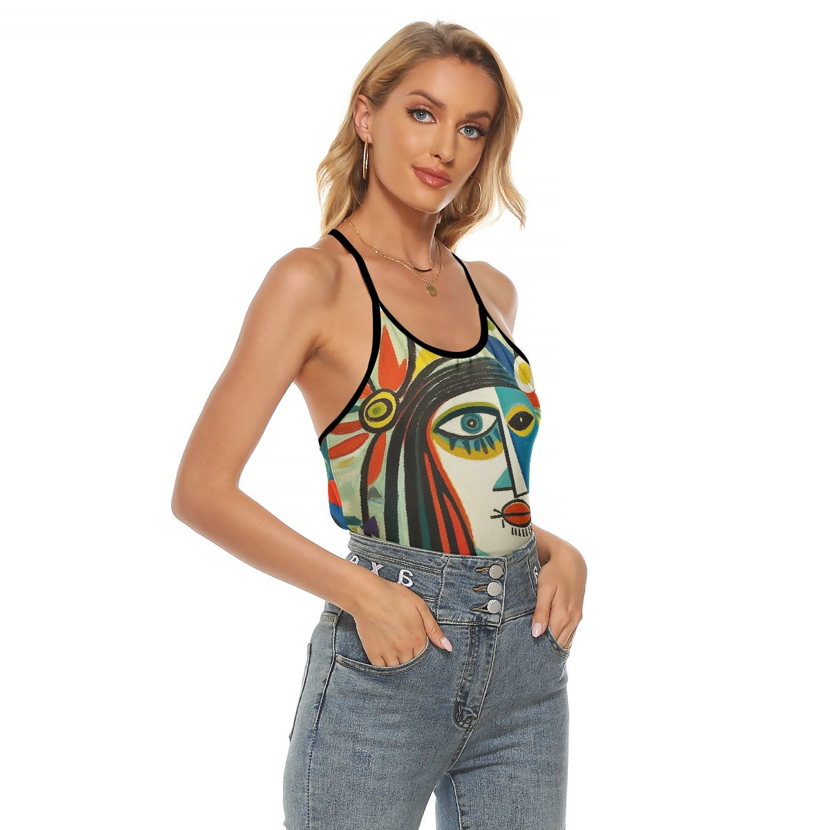 All-Over Print Women's Criss-Cross Open Back Tank Top