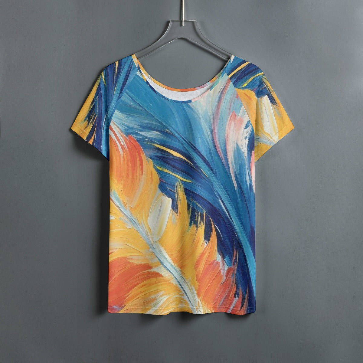 All-Over Print Women's Round Neck T-shirt With Raglan Sleeve