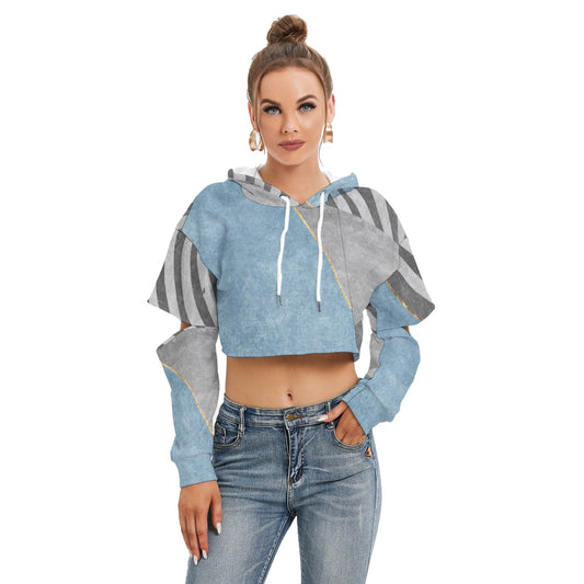 All-Over Print Women's Heavy Fleece Hoodie With Hollow Out Sleeve