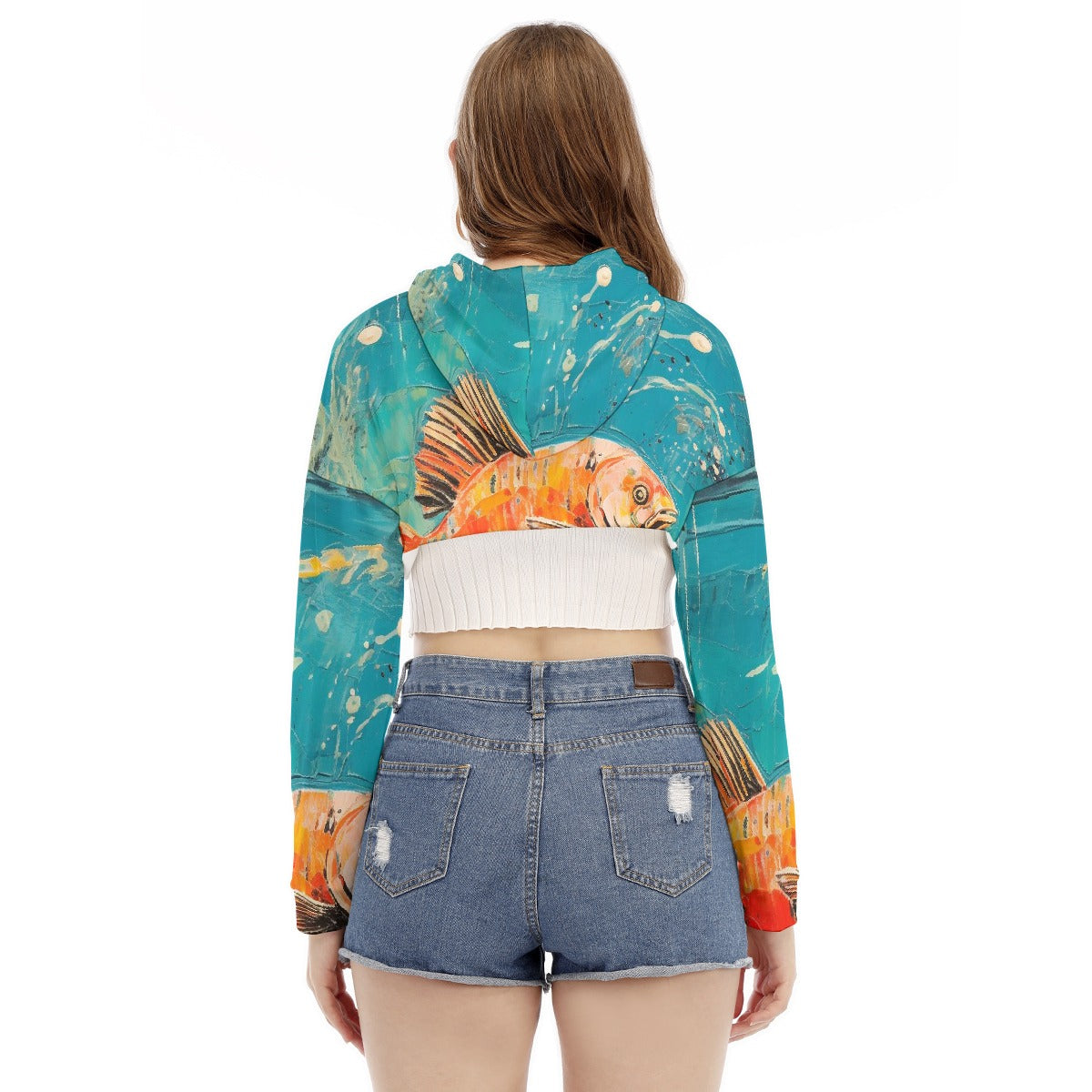 All-Over Print Women's Smock Short Hoodie With Long Sleeve