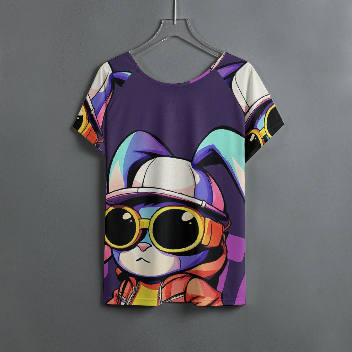 All-Over Print Women's Round Neck T-shirt With Raglan Sleeve
