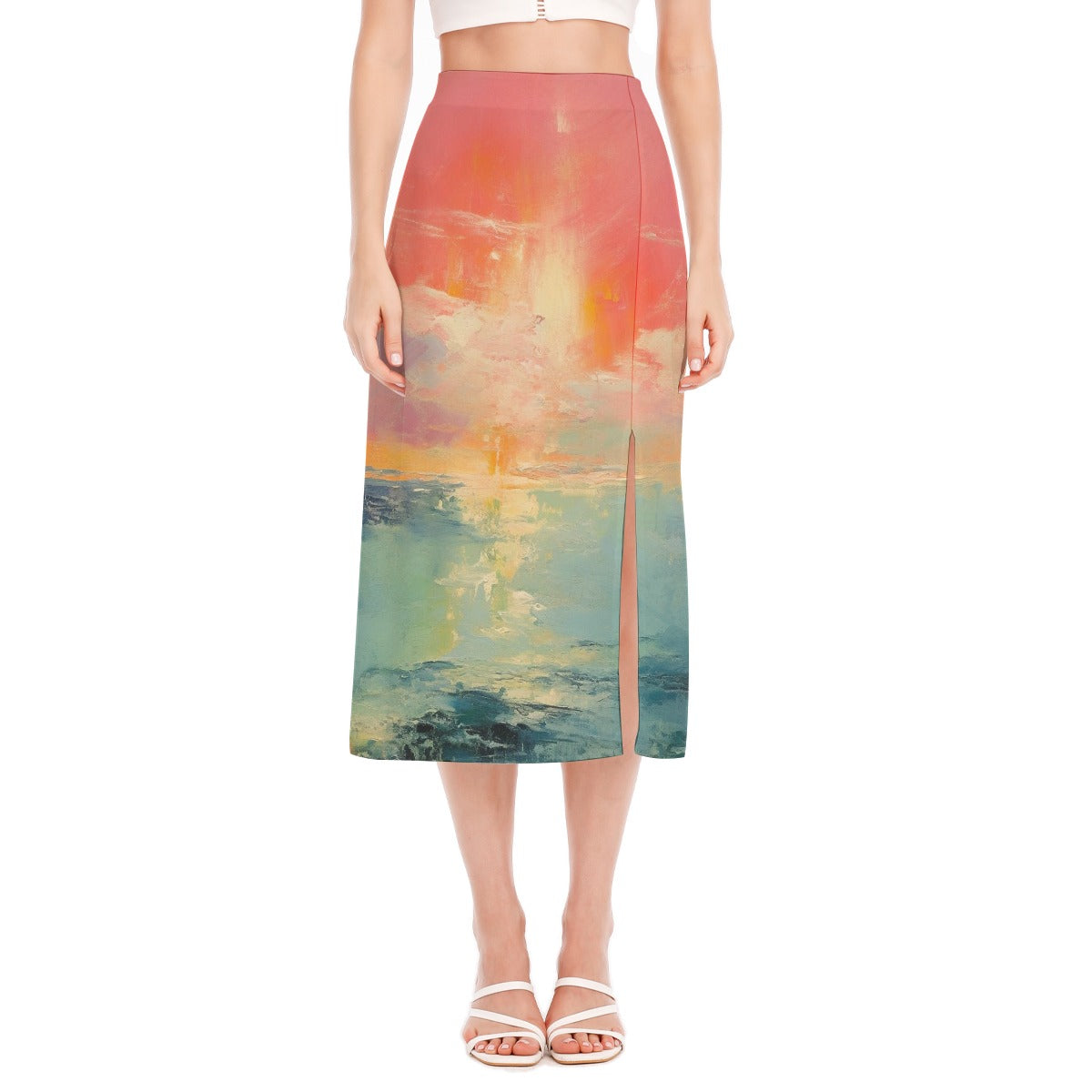 All-Over Print Women's High Slit Long Skirt