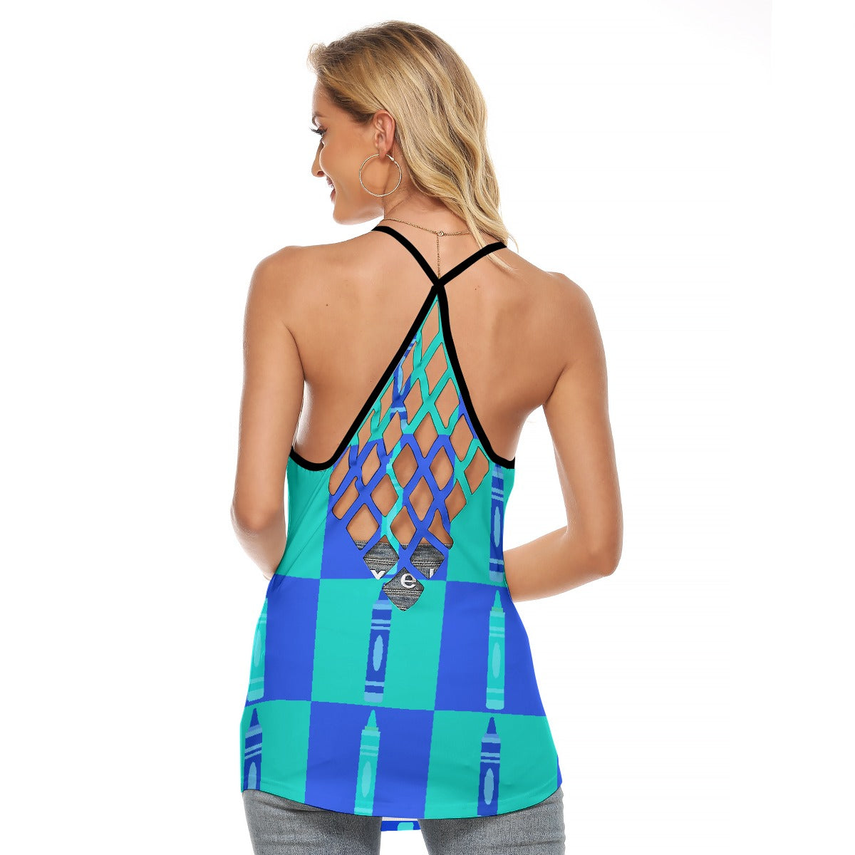 All-Over Print Women's Criss-Cross Open Back Tank Top