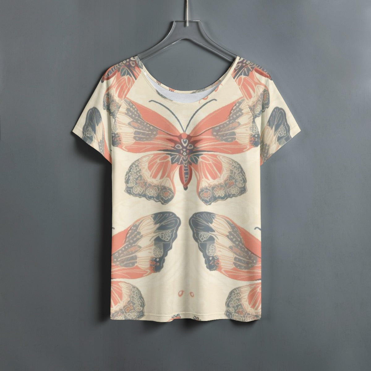 All-Over Print Women's Round Neck T-shirt With Raglan Sleeve