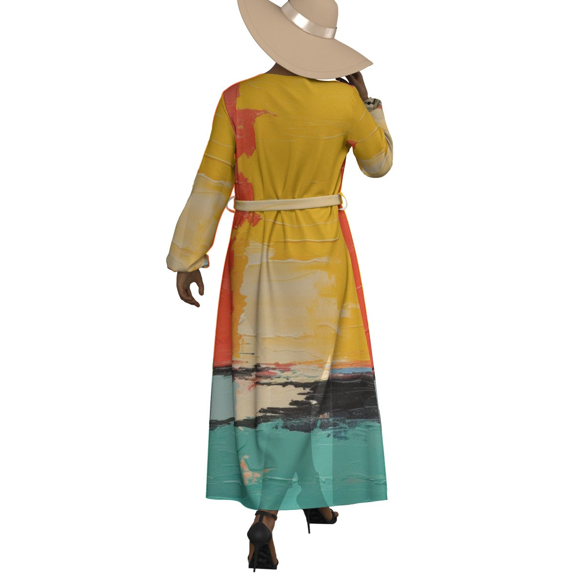 All-Over Print Women's Lace-up Chiffon Robe