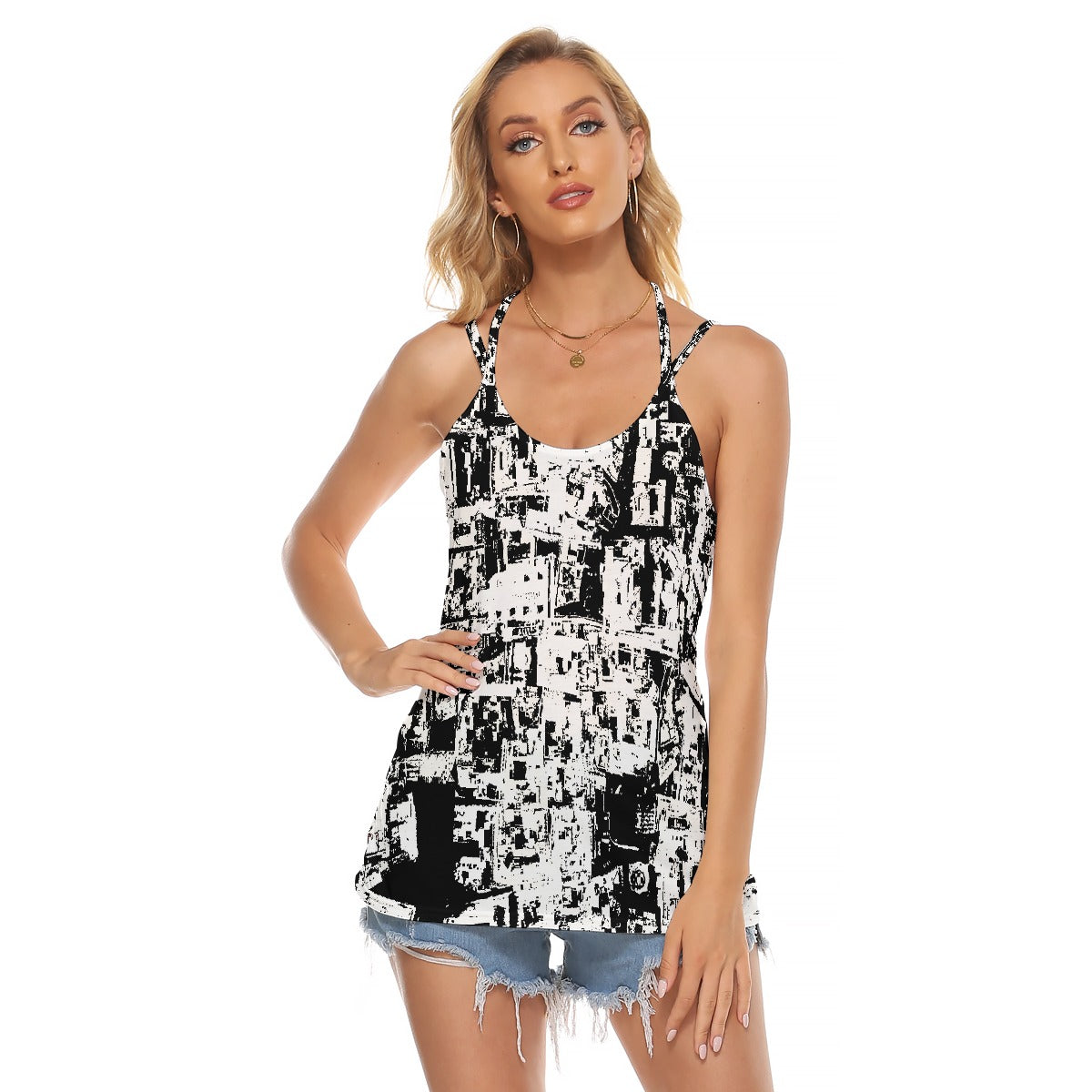 All-Over Print Women's Halter Top With Backless