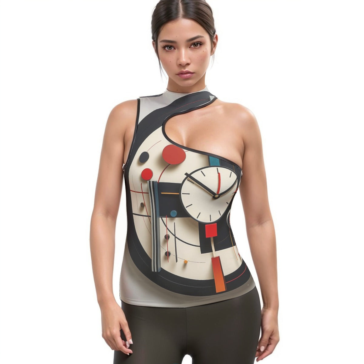 All-Over Print Women's Halter Sleeveless Asymmetrical Tank Top