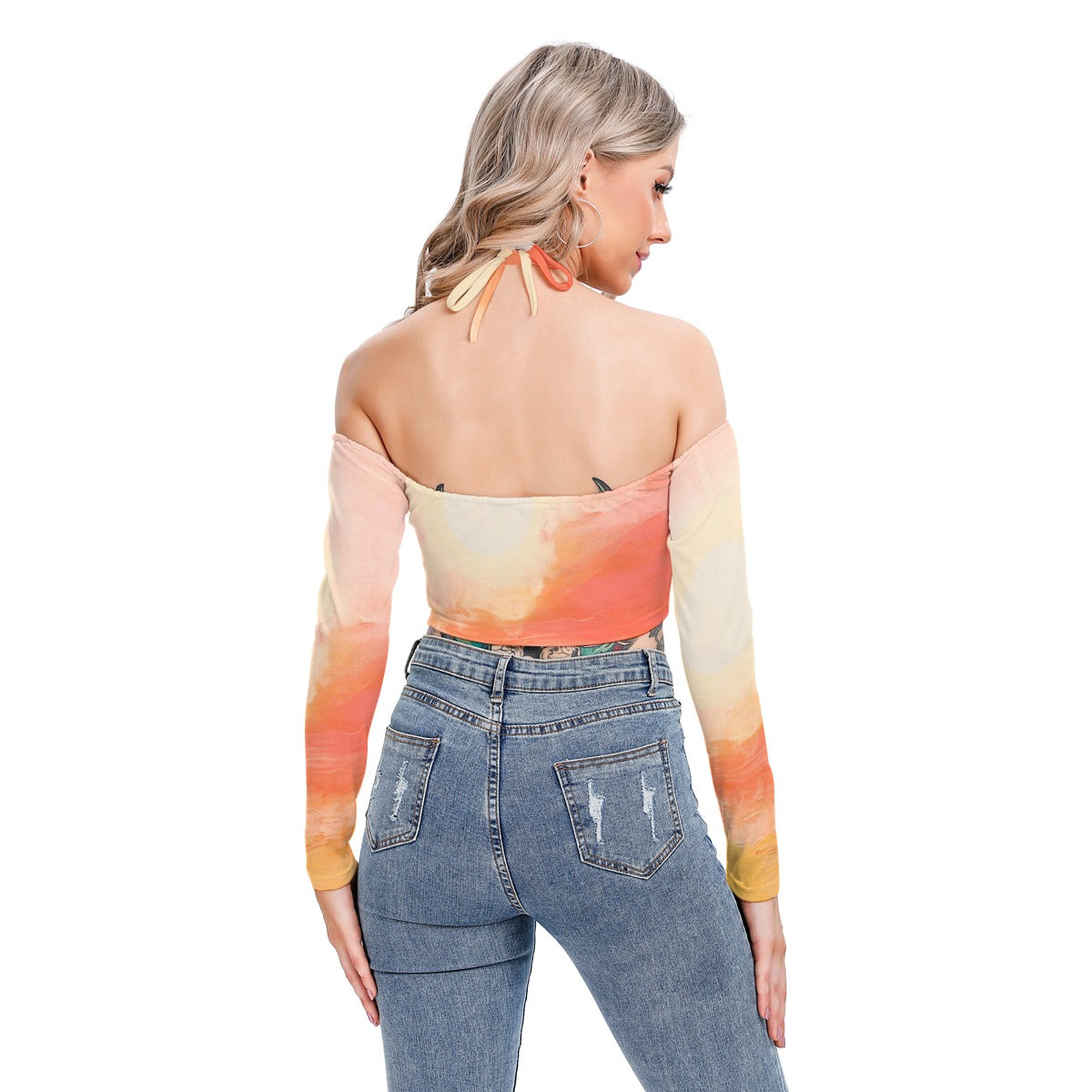 All-Over Print Women's Halter Lace-up Top
