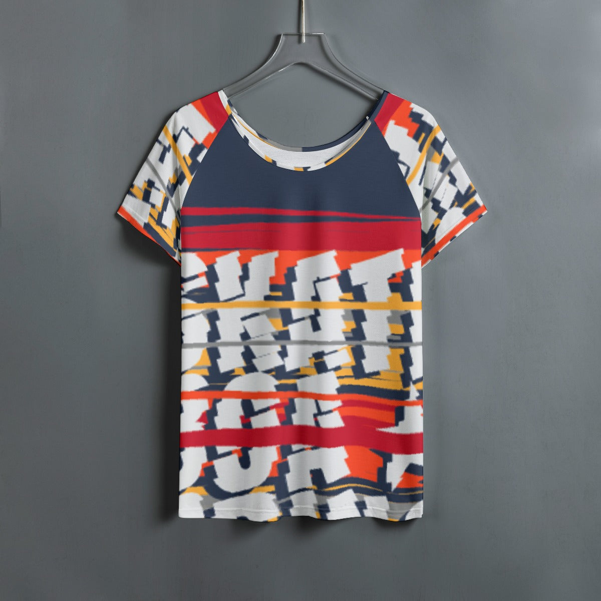 All-Over Print Women's Round Neck T-shirt With Raglan Sleeve