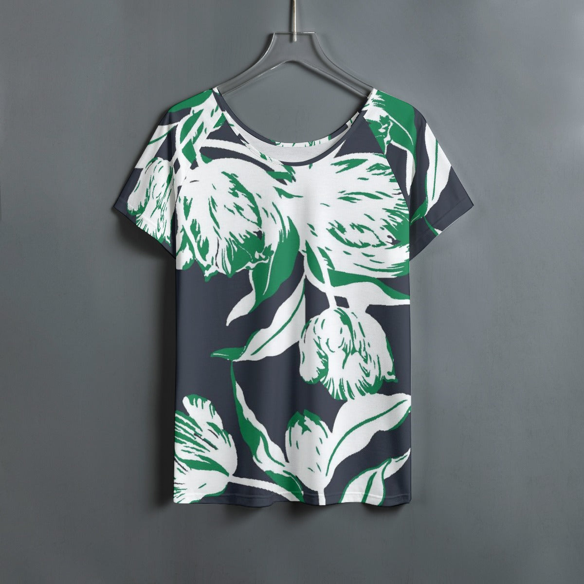 All-Over Print Women's Round Neck T-shirt With Raglan Sleeve