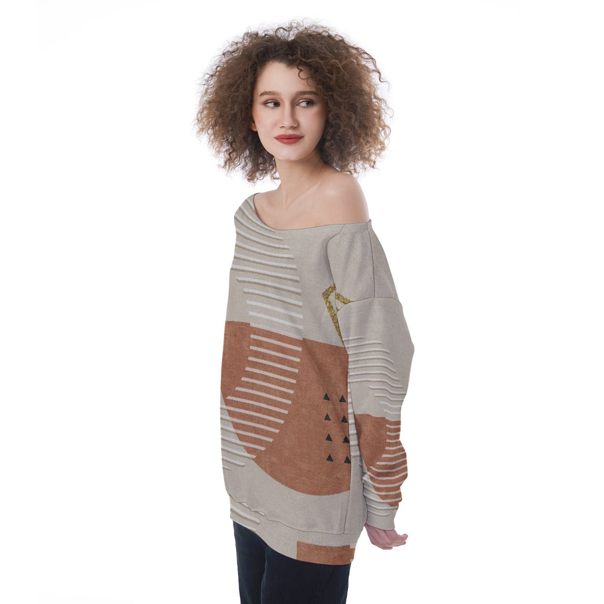 All-Over Print Oversized Women's Off-Shoulder Sweatshirt
