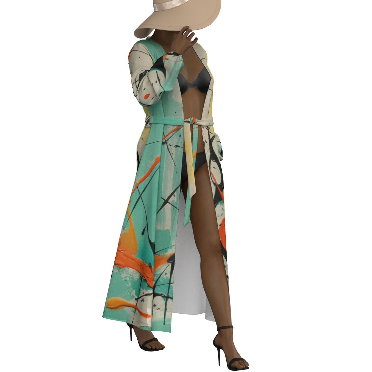 All-Over Print Women's Lace-up Chiffon Robe