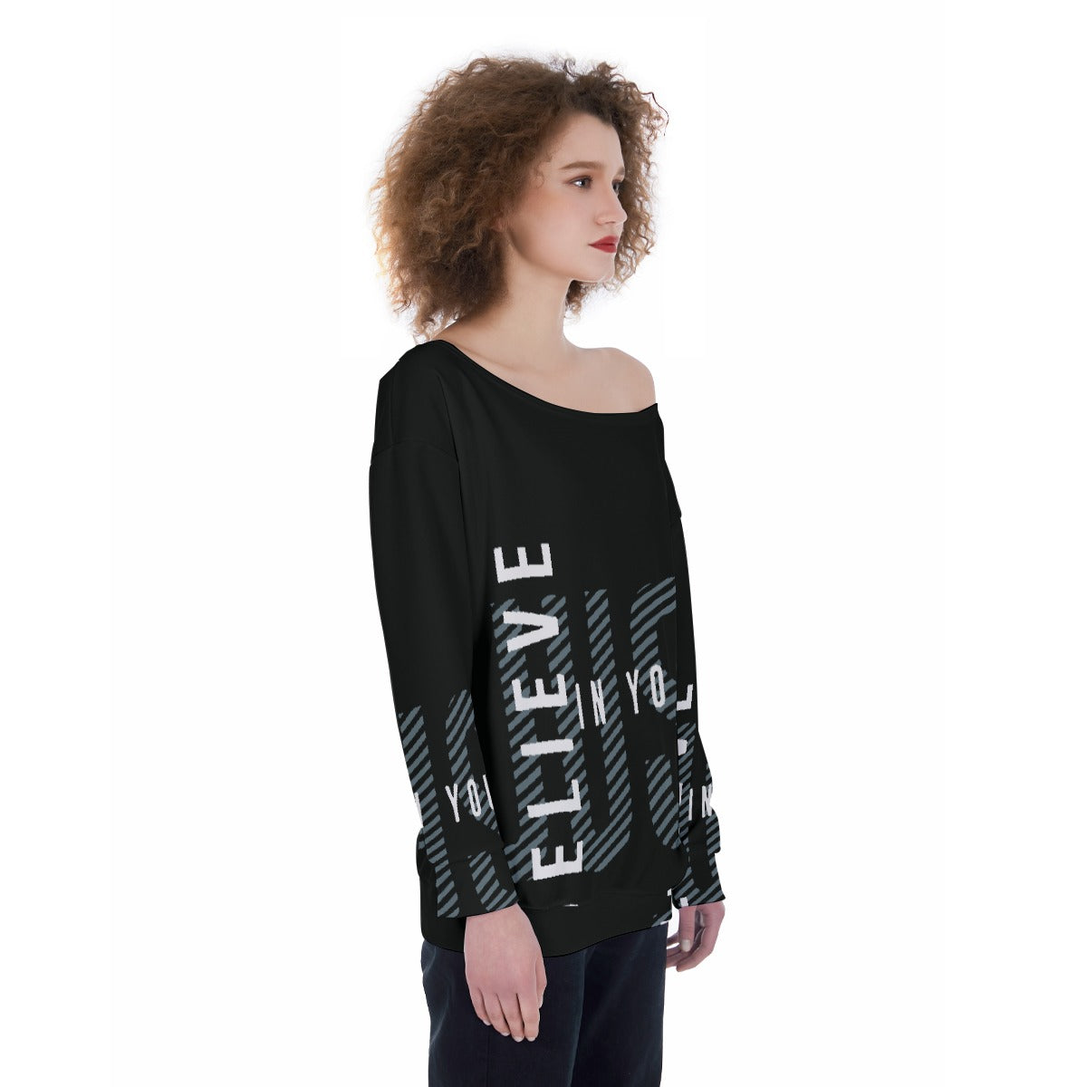 All-Over Print Oversized Women's Off-Shoulder Sweatshirt