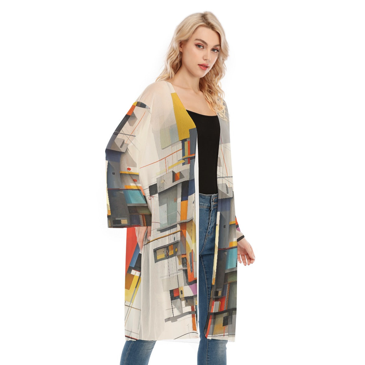 All- Over Print Women's Long Sleeve Mesh Cardigan