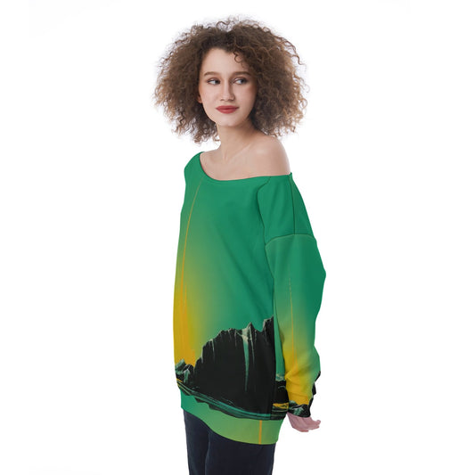 All-Over Print Oversized Women's Off-Shoulder Sweatshirt