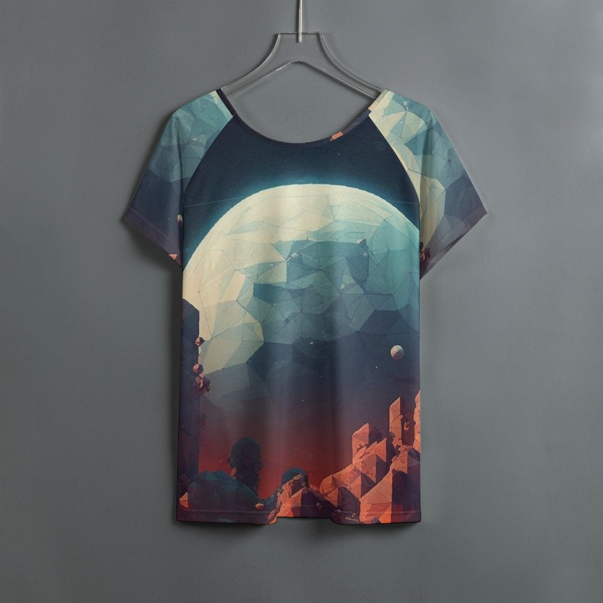 All-Over Print Women's Round Neck T-shirt With Raglan Sleeve