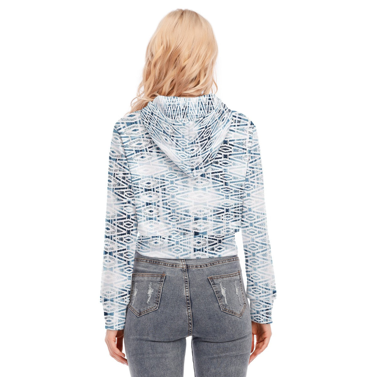 All-Over Print Women's Crop Top Hoodie With Zipper Closure