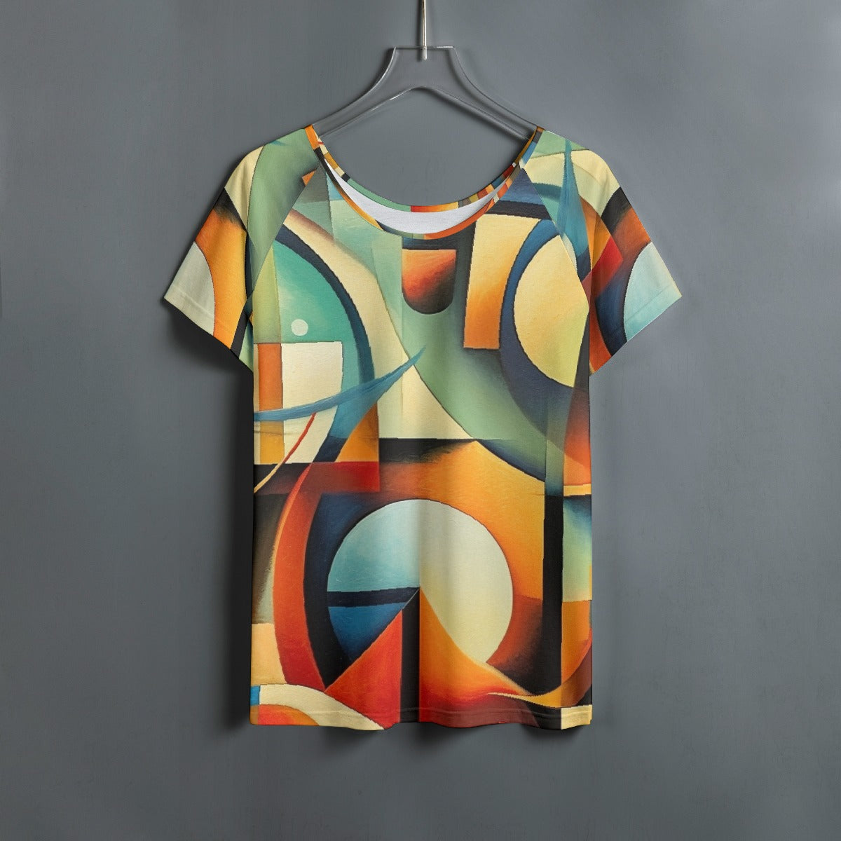 All-Over Print Women's Round Neck T-shirt With Raglan Sleeve