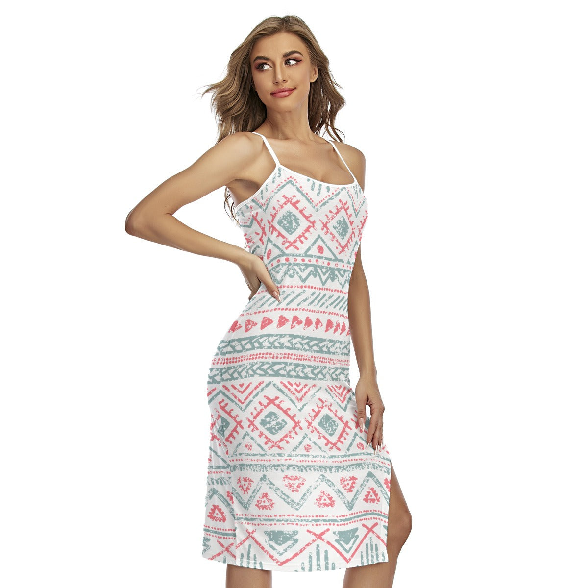 All-Over Print Women's Back Cross Cami Dress