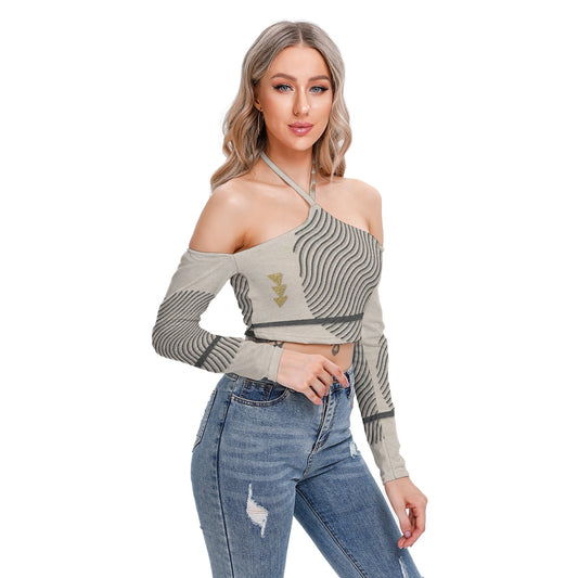 All-Over Print Women's Halter Lace-up Top