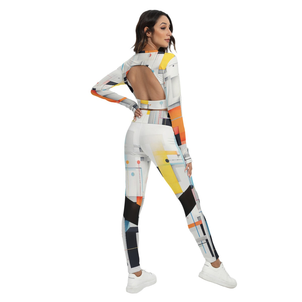 All-Over Print Women's Sport Set With Backless Top And Leggings