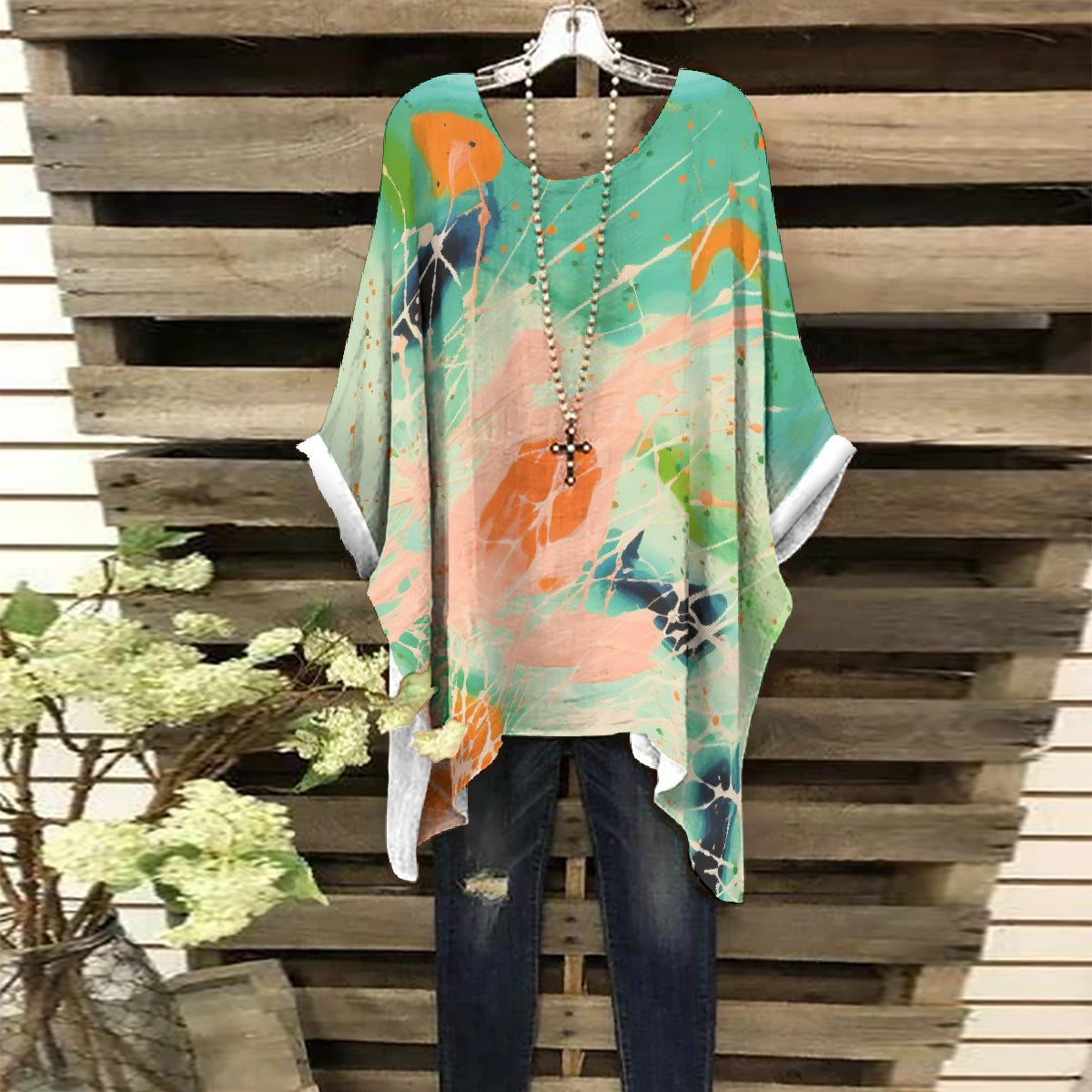 All-Over Print Women's Bat Sleeve Shirt