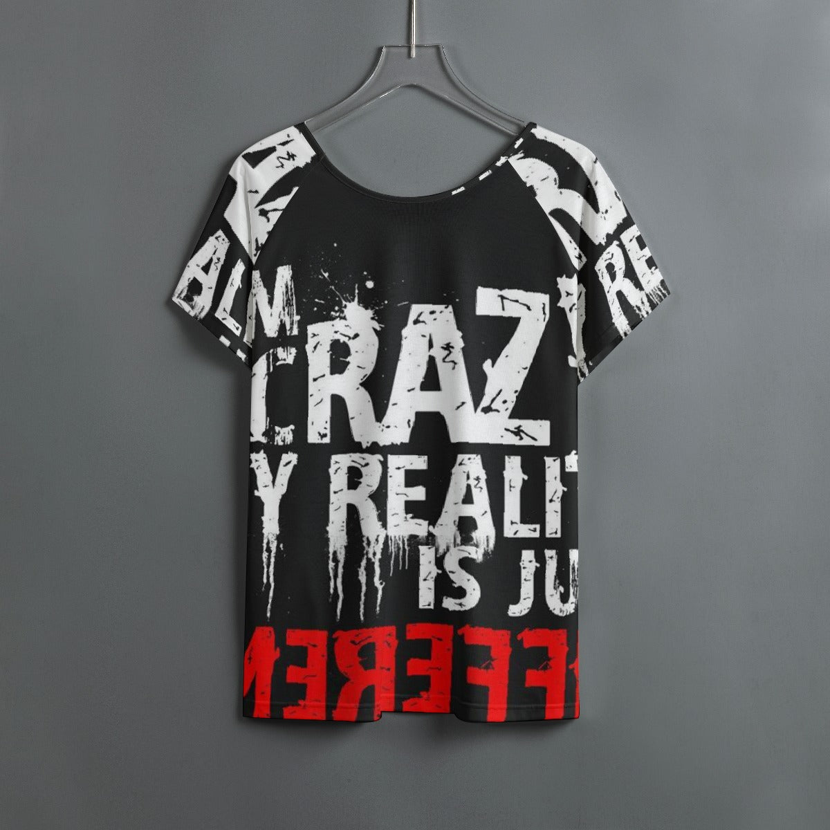 All-Over Print Women's Round Neck T-shirt With Raglan Sleeve