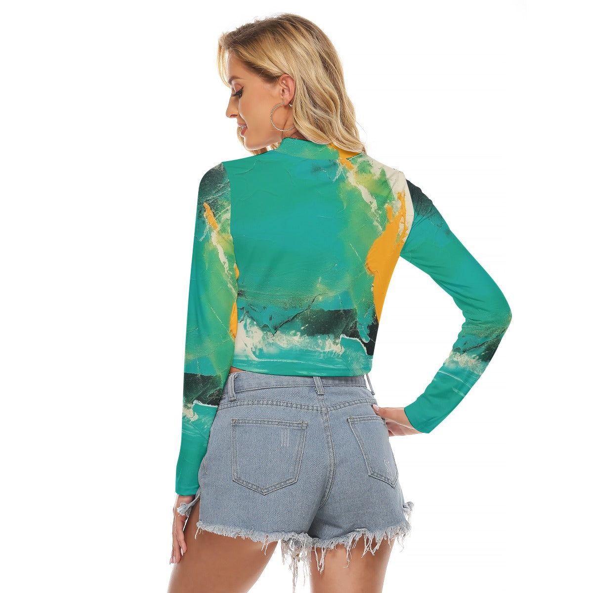 All-Over Print Women's Hollow Chest Keyhole Tight Crop Top