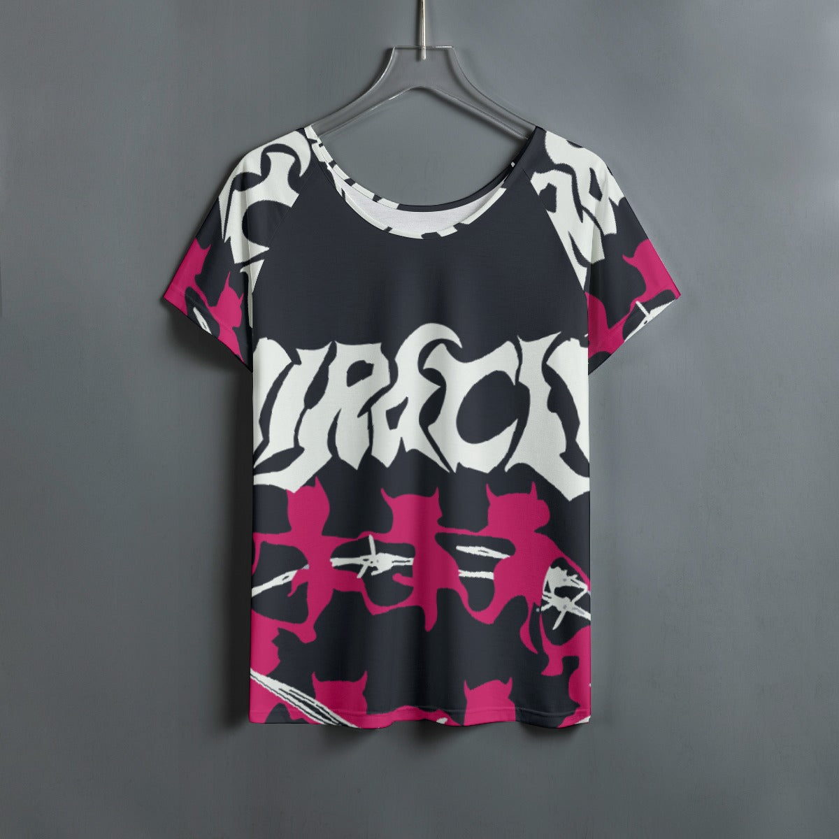 All-Over Print Women's Round Neck T-shirt With Raglan Sleeve