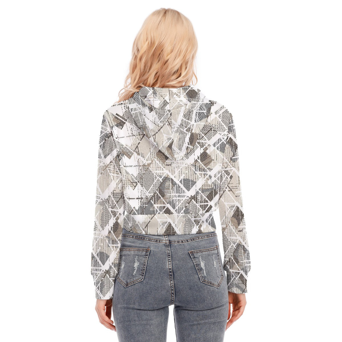 All-Over Print Women's Crop Top Hoodie With Zipper Closure