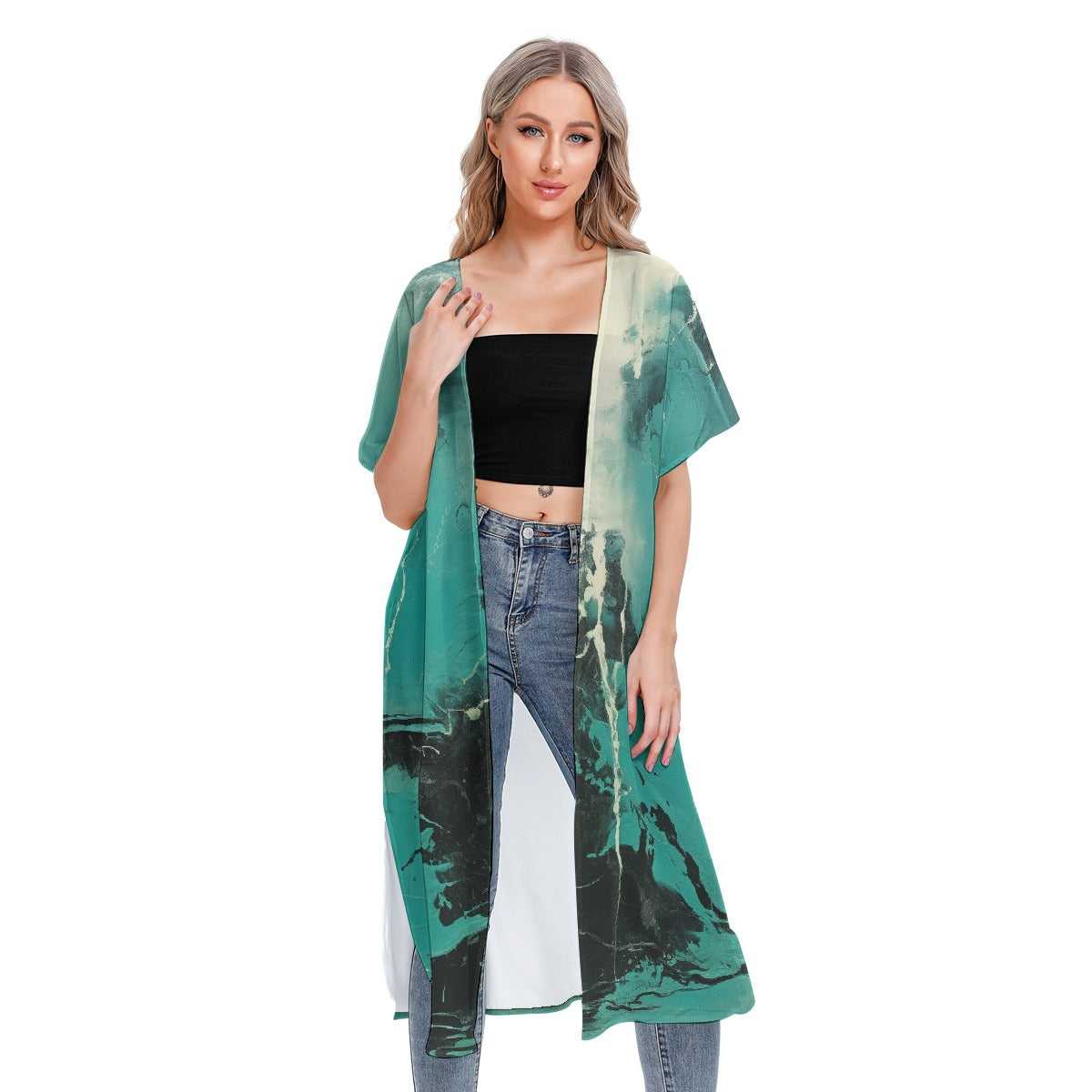 All-Over Print Women's Short Sleeve Cardigan