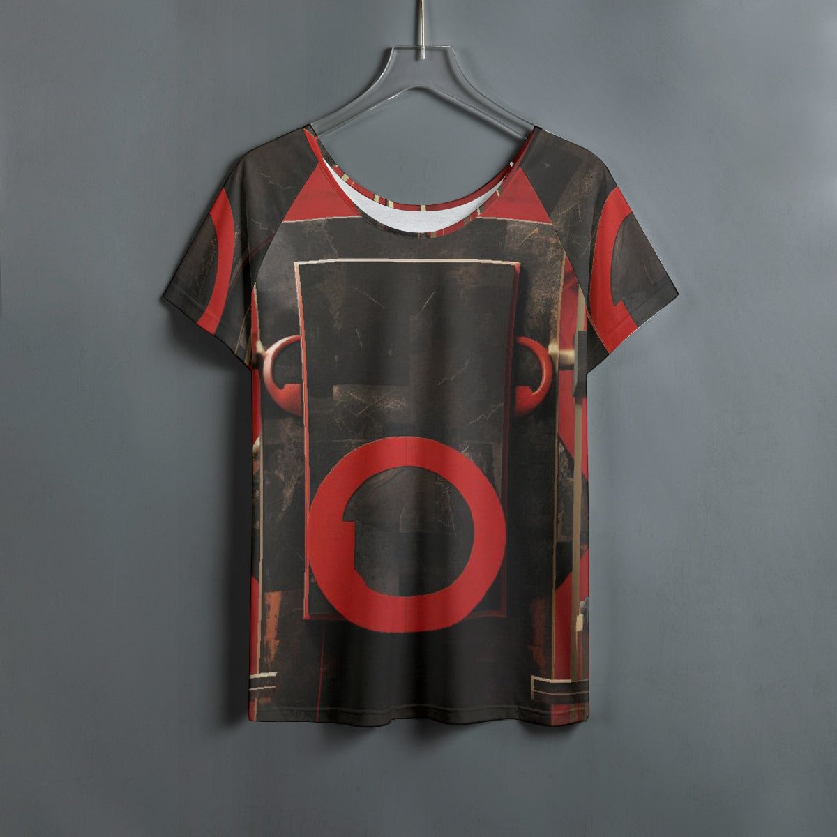 All-Over Print Women's Round Neck T-shirt With Raglan Sleeve