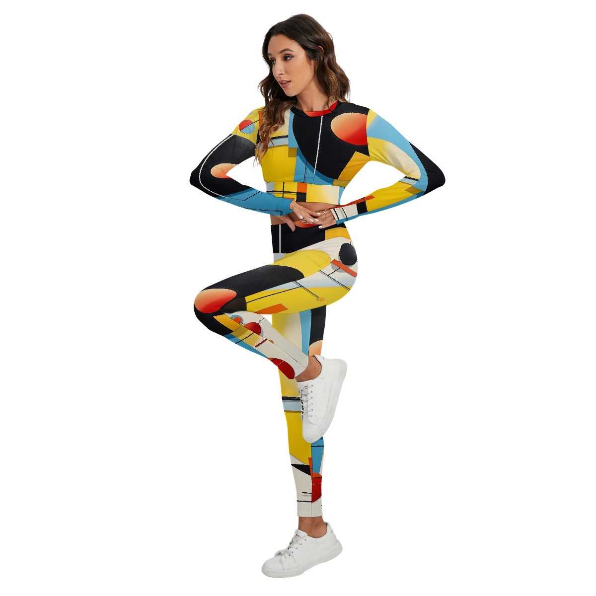 All-Over Print Women's Sport Set With Backless Top And Leggings