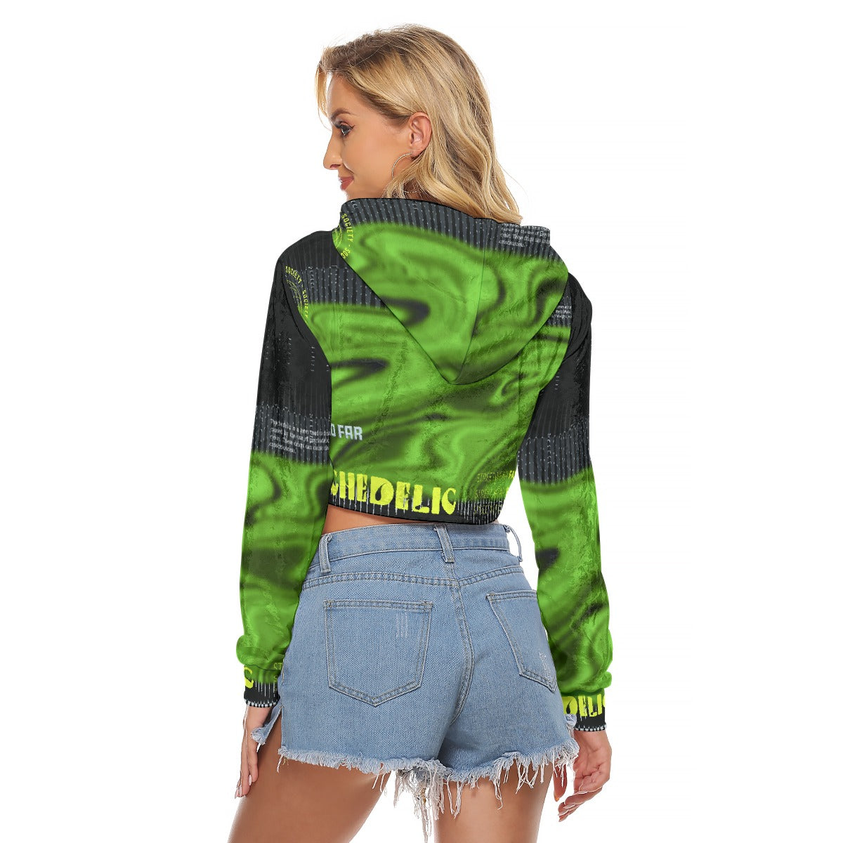 All-Over Print Women's Crop Top Hoodie|Velvet