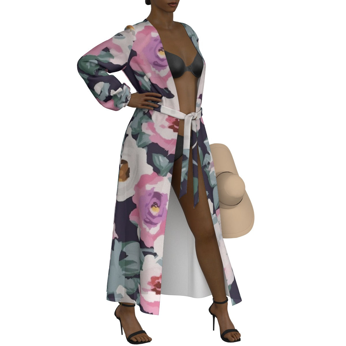 All-Over Print Women's Lace-up Chiffon Robe