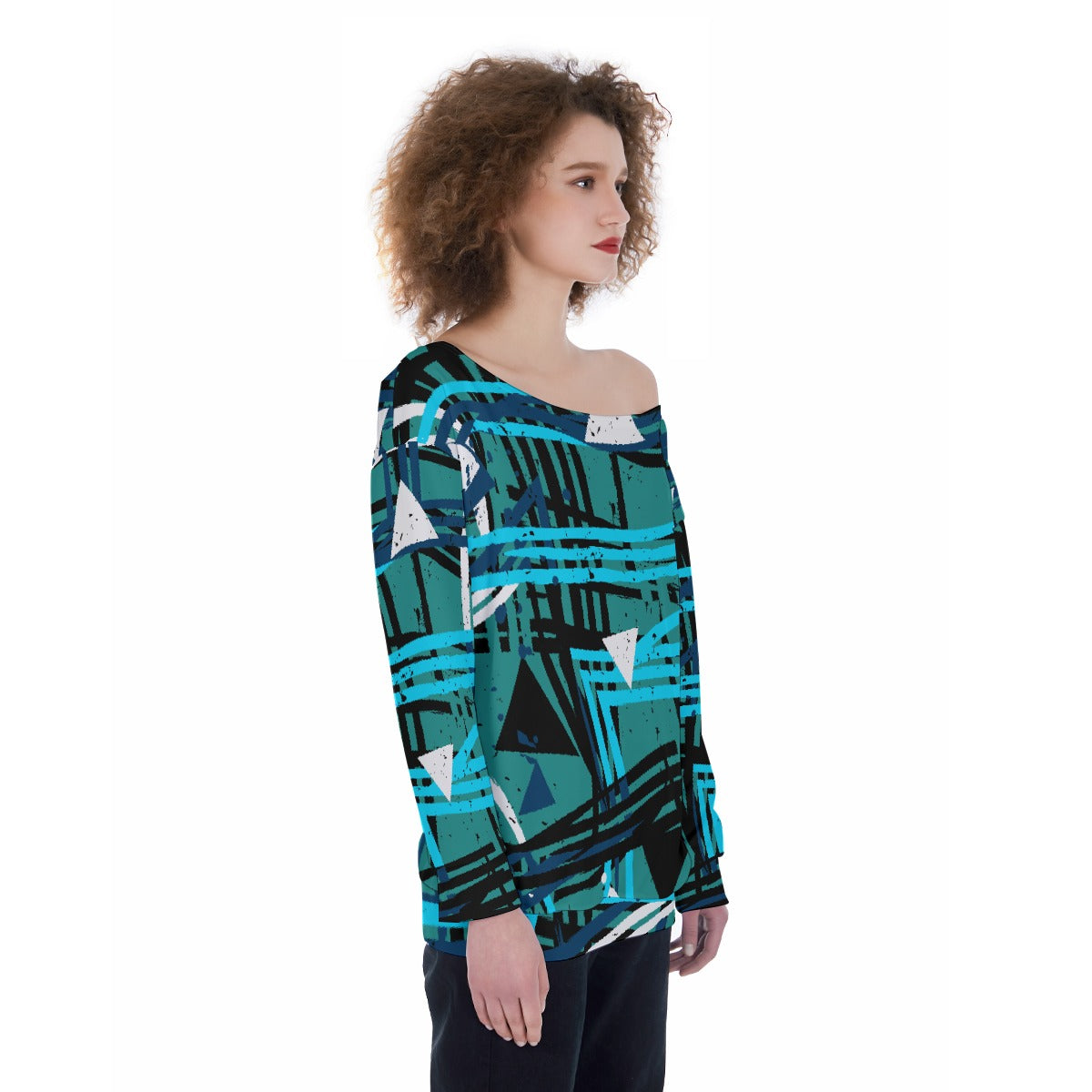 All-Over Print Oversized Women's Off-Shoulder Sweatshirt