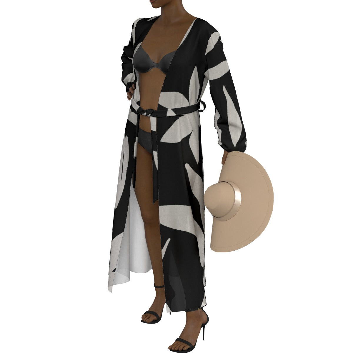 All-Over Print Women's Lace-up Chiffon Robe