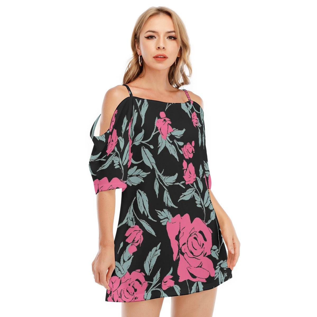 All-Over Print Women's Off-shoulder Cami Dress